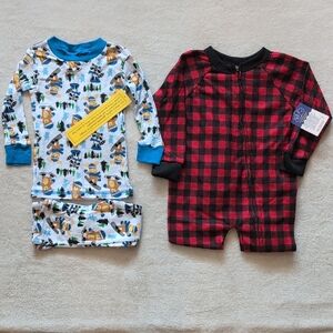 NWT 18M Baby Boy Pajama Bundle Plaid Hooded 3pc